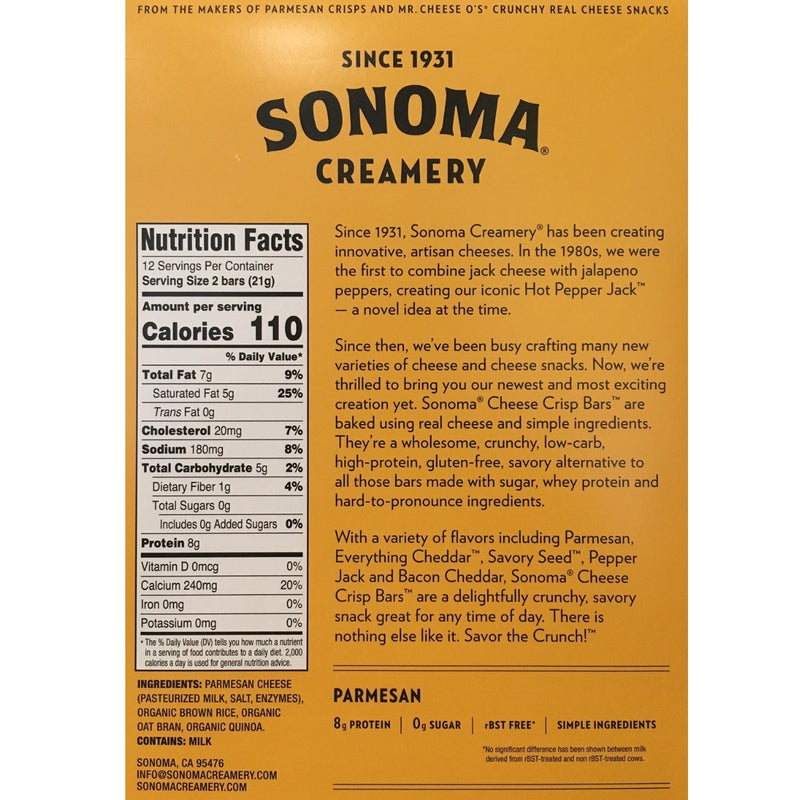 Sonoma Creamery Cheese Crisp Bar (8 Bar Pack)