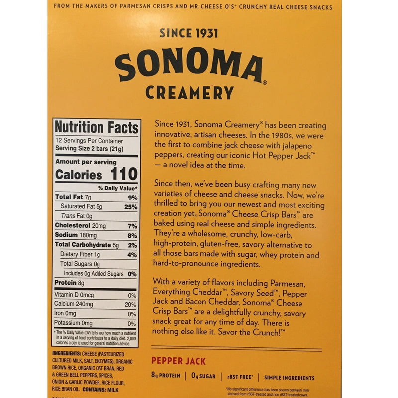 Sonoma Creamery Cheese Crisp Bar (8 Bar Pack)